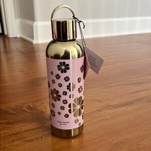 Kate Spade Pink and Gold Floral Water Bottle